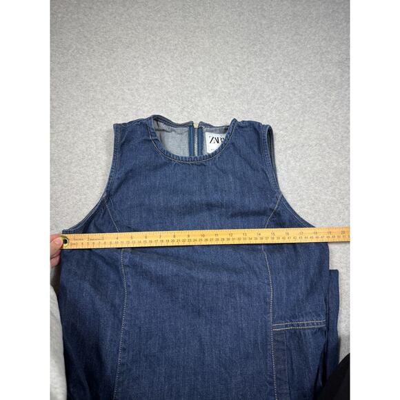 Zara Womens Size XL Denim Sleeveless Mini Dress - Picture 4 of 8